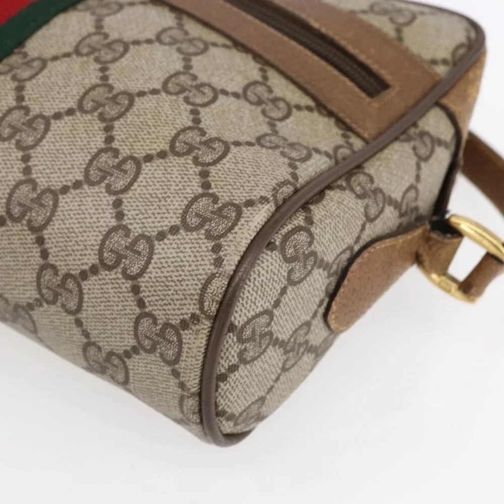 Authentic GUCCI GG Supreme Web Sherry Line Bag PVC Beige Gold 98 02 004 - Picture 6 of 16